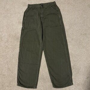 TOPSHOP Womens Army Green Ankle High Waisted Pants Size 6 Military Cotton 26x26